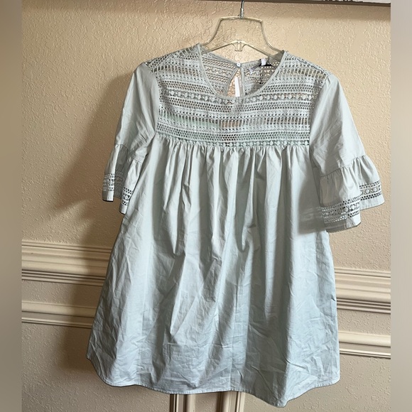 English Factory Lace Detail Mini Dress XS — Sage Poplin - Picture 2 of 15